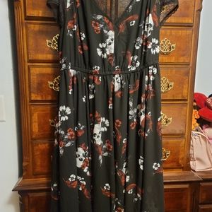 Torrid Chiffon Black Skull Dress sz 3 NWT